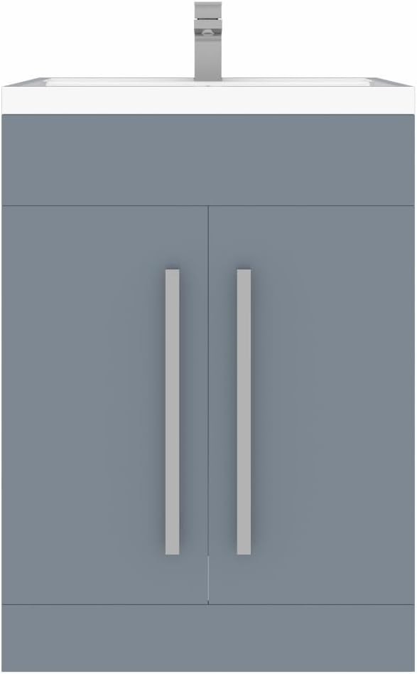600mm Gloss Grey Floor Standing Vanity Unit with Basin Sink & Bathroom Storage