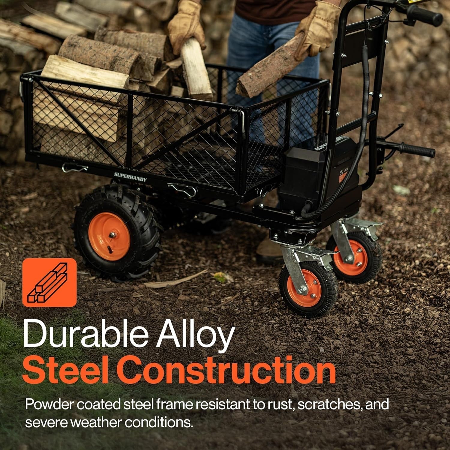 48V Electric Power Wagon Heavy Duty Utility Cart 300kg Load 1000kg Hauling