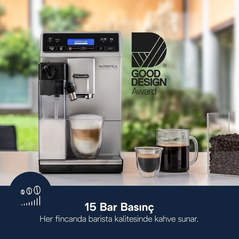 Automatic Bean-to-Cup Coffee Machine 1.4L LatteCrema Milk Frother 1450W Silver