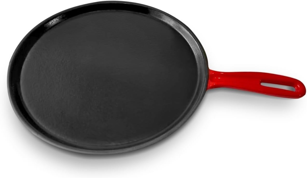25 cm Cast Iron Crepe & Pancake Pan Non-Stick Pre-Seasoned Griddle