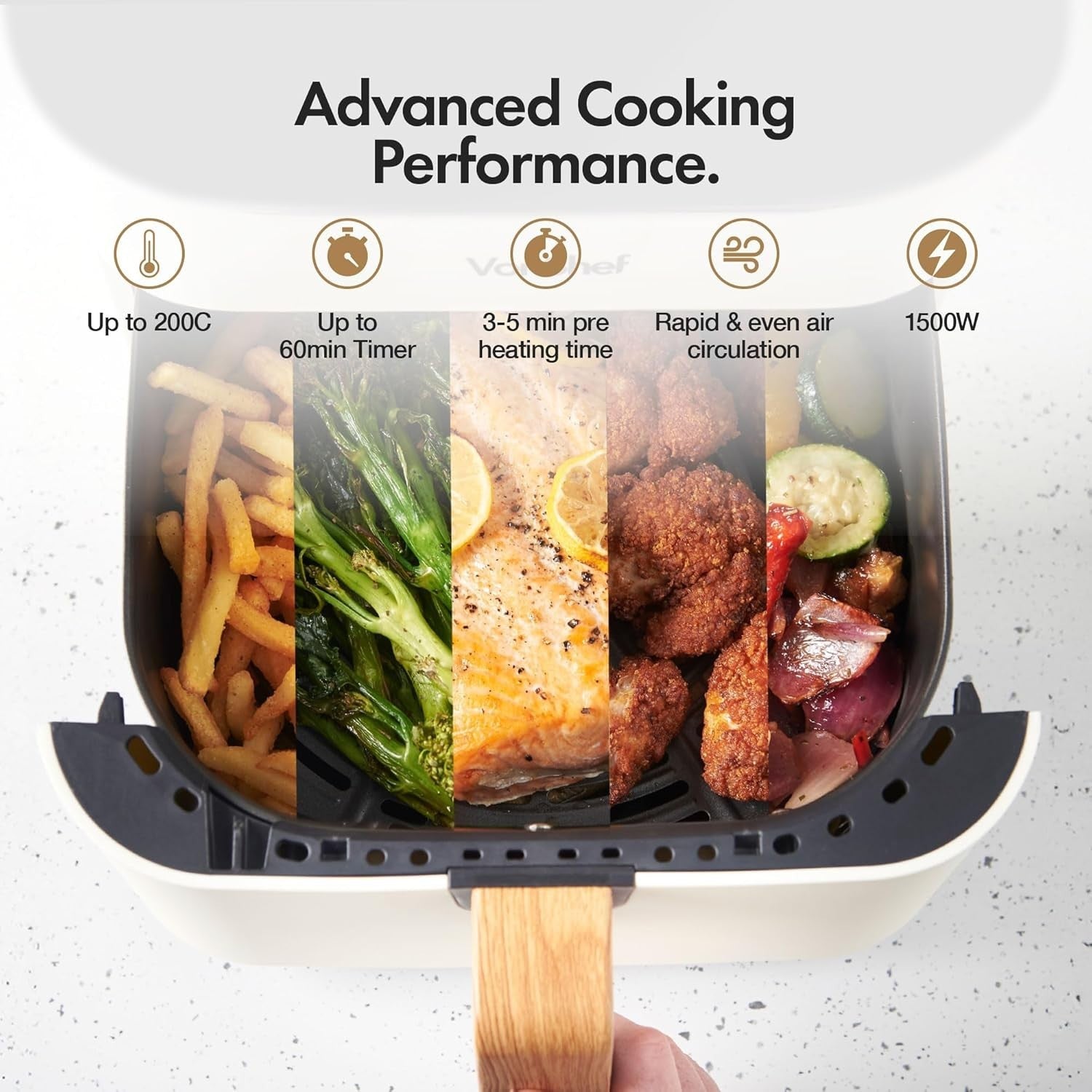 Large Air Fryer 6L | 10-in-1 Digital Display Fast Healthy Cooking Nordic Cream
