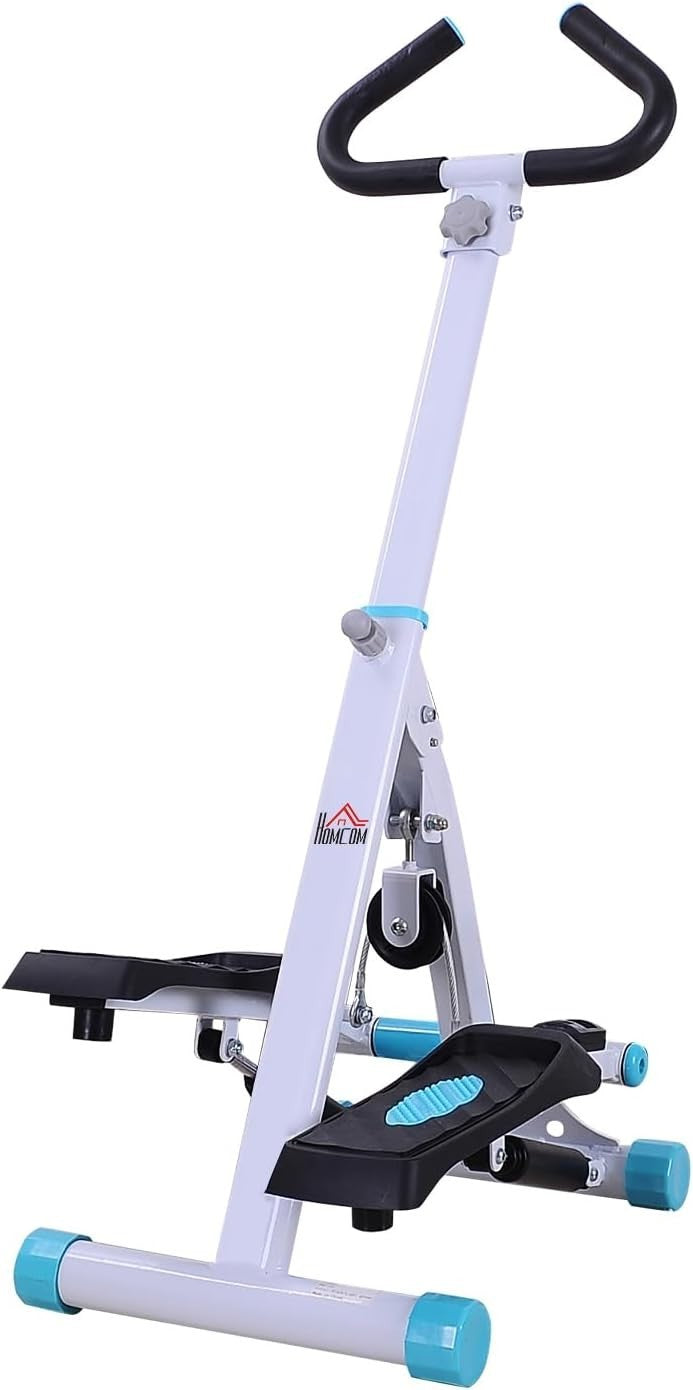 Stepper Exercise Machine w/ Handle & LCD Monitor for Home Fitness White