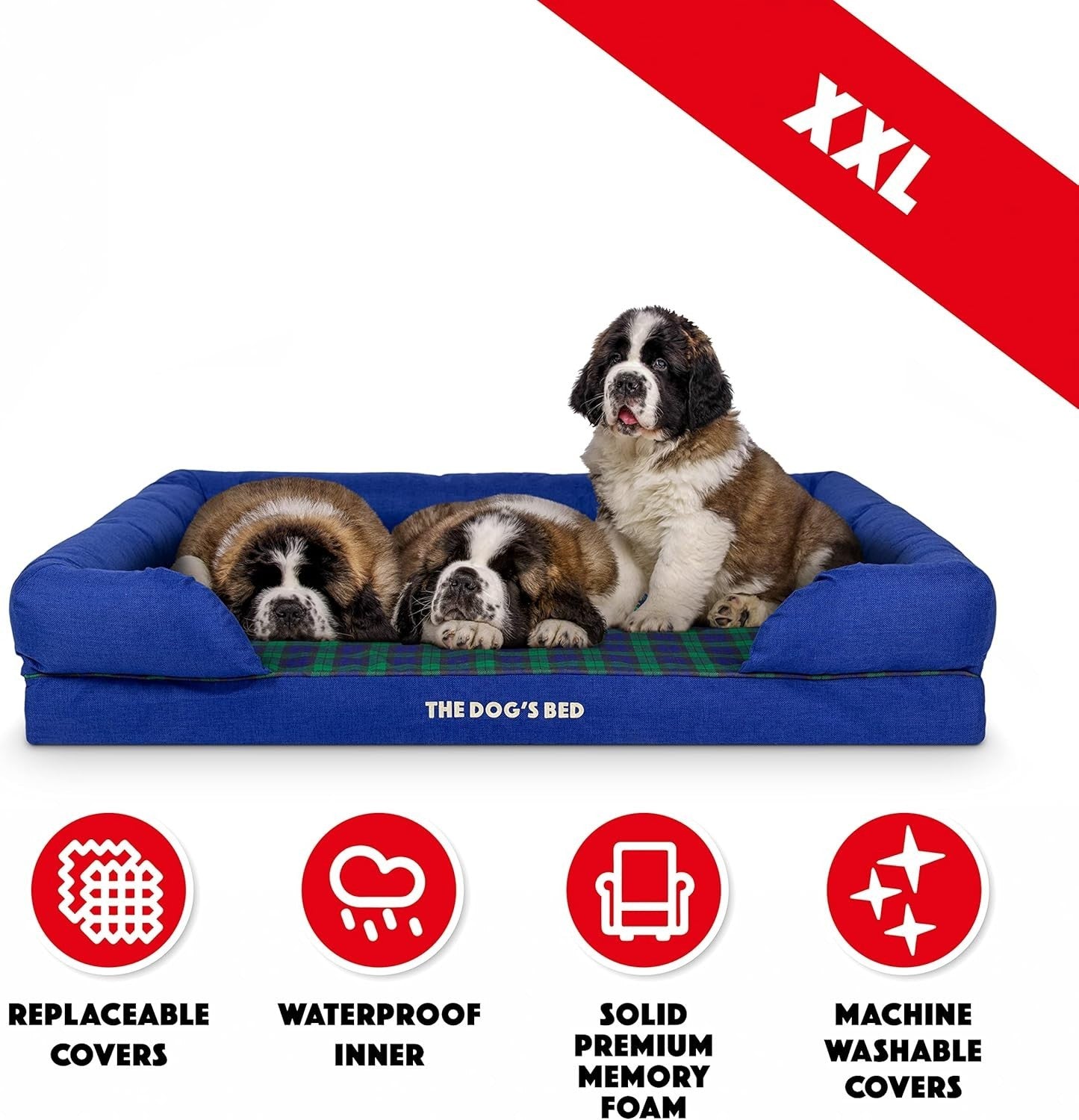 Orthopedic Memory Foam Dog Bed XXL Washable Bolster 131x100cm