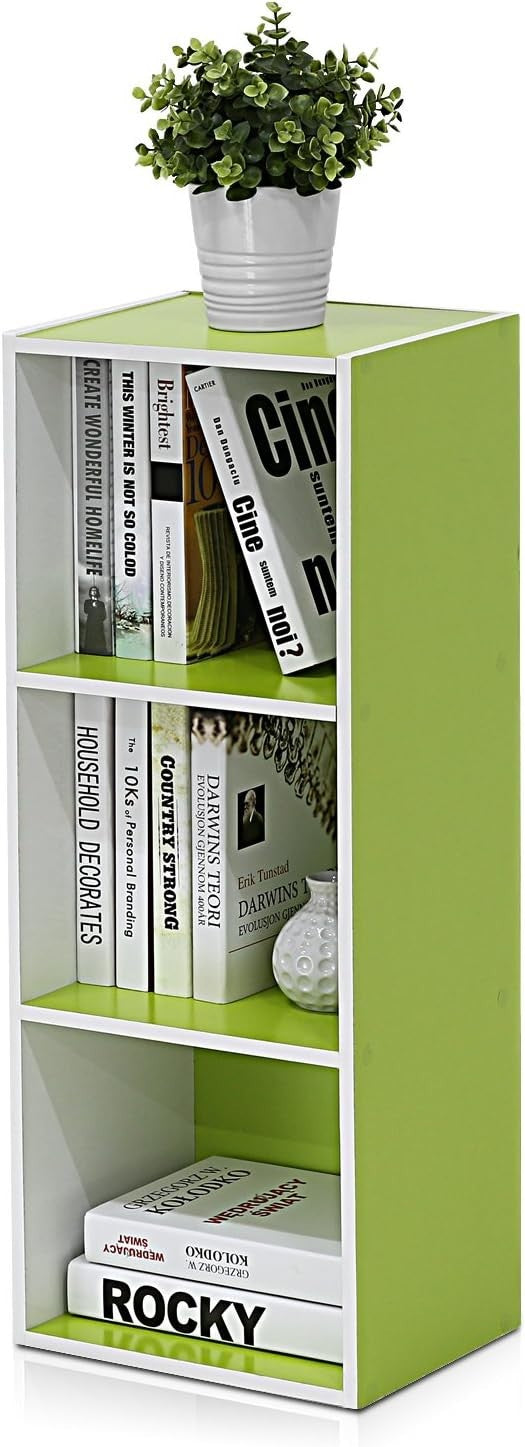 3 Cube Wooden Bookcase Small Storage Shelf Compact Organizer Bookshelf Green