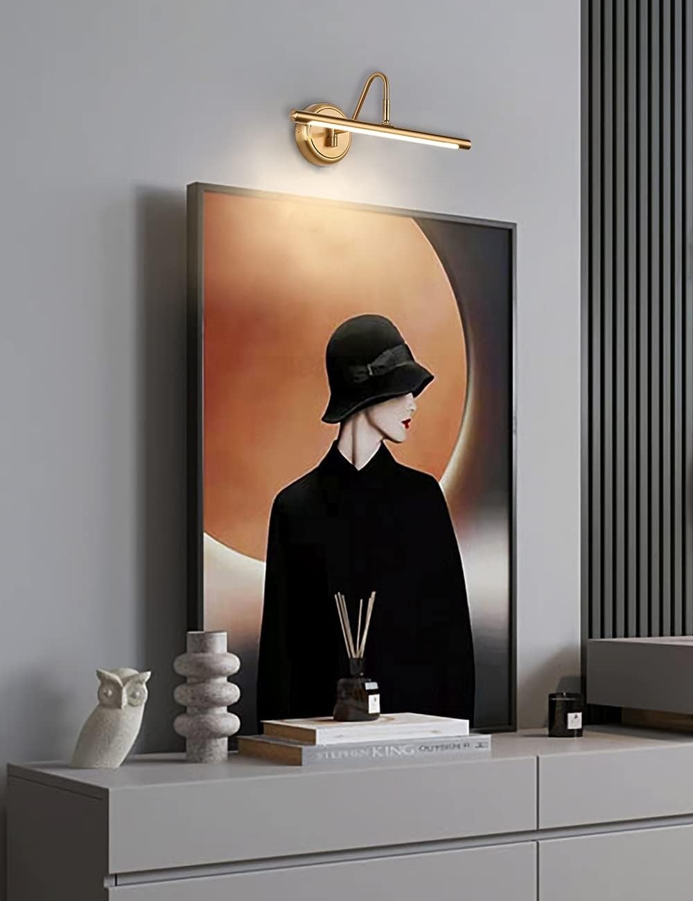 LED Picture Light 16.5" Brass Swing Arm Warm White Wall Lamp