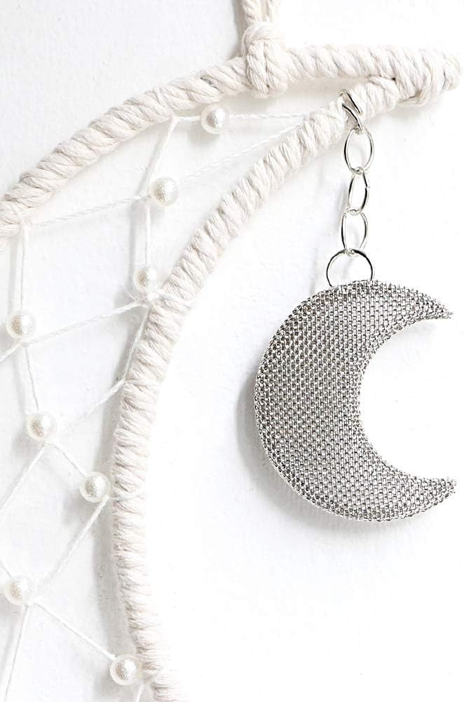 Boho Moon Macrame Wall Hanging 32” Cotton Cord + DIY Lights