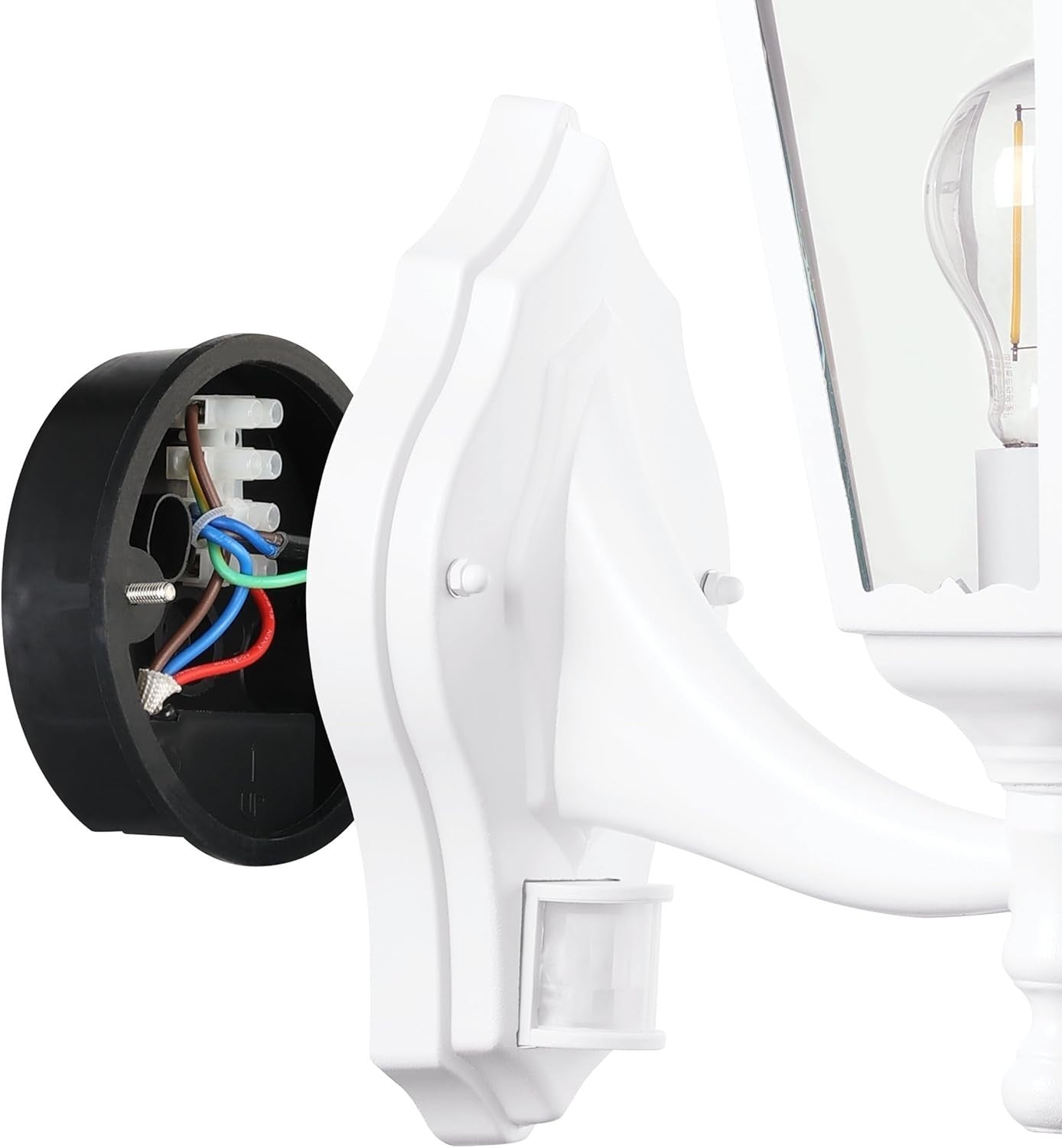 Outdoor Wall Light White Cast Aluminium Motion Sensor