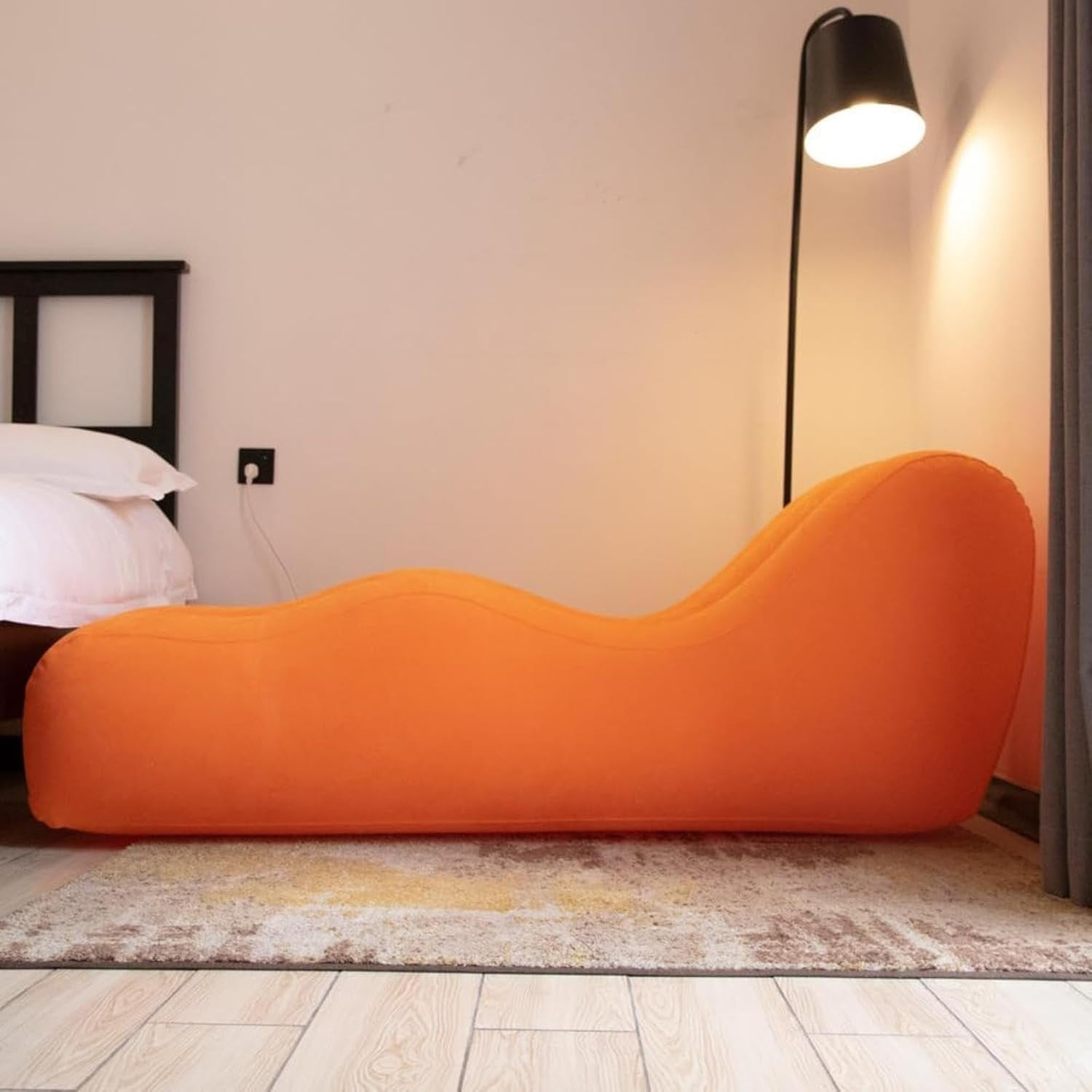 Electric Orange Inflatable Air Bed Mattress Quick Inflate Waterproof Camping