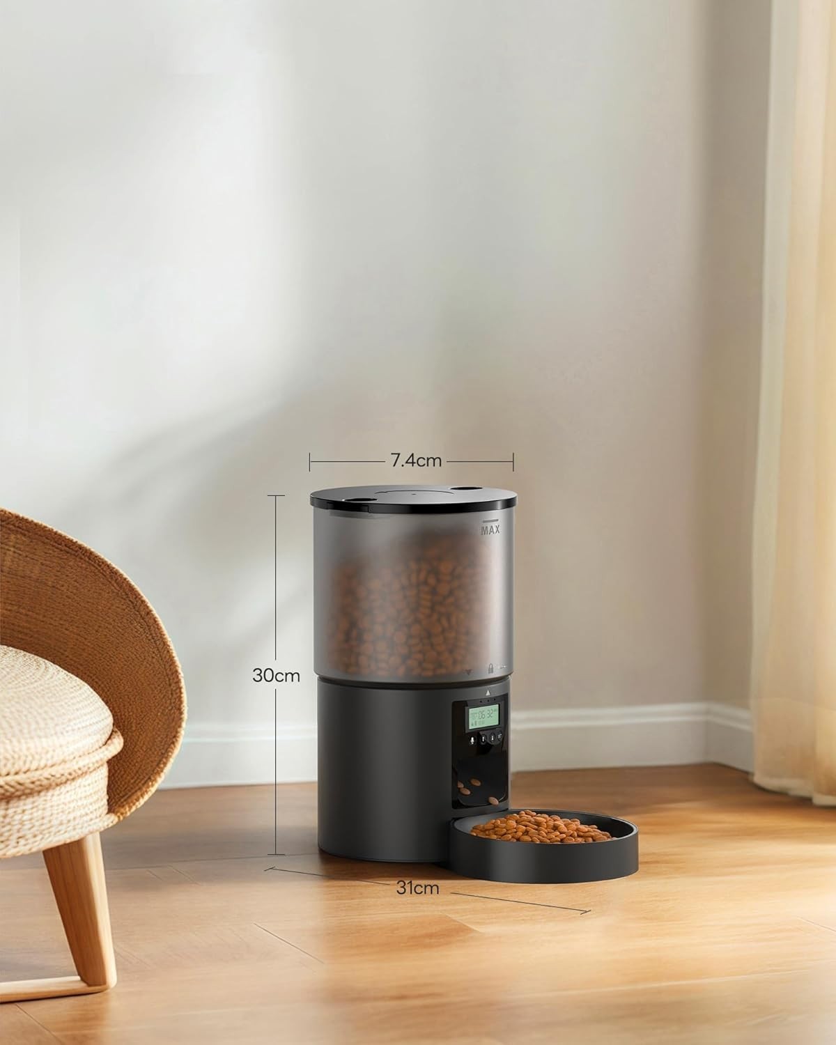 Automatic Cat Feeder 4L Timer Food Dispenser 6 Meal Voice Recorder Lock