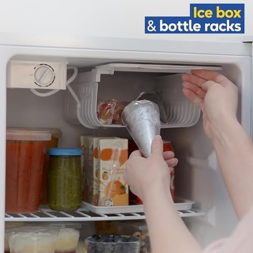 66L Mini Fridge Countertop Manual Temp Control Reversible White Compact