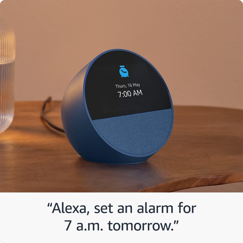 Smart Alarm Clock Voice Control LED Display Bedside Speaker Ocean Blue