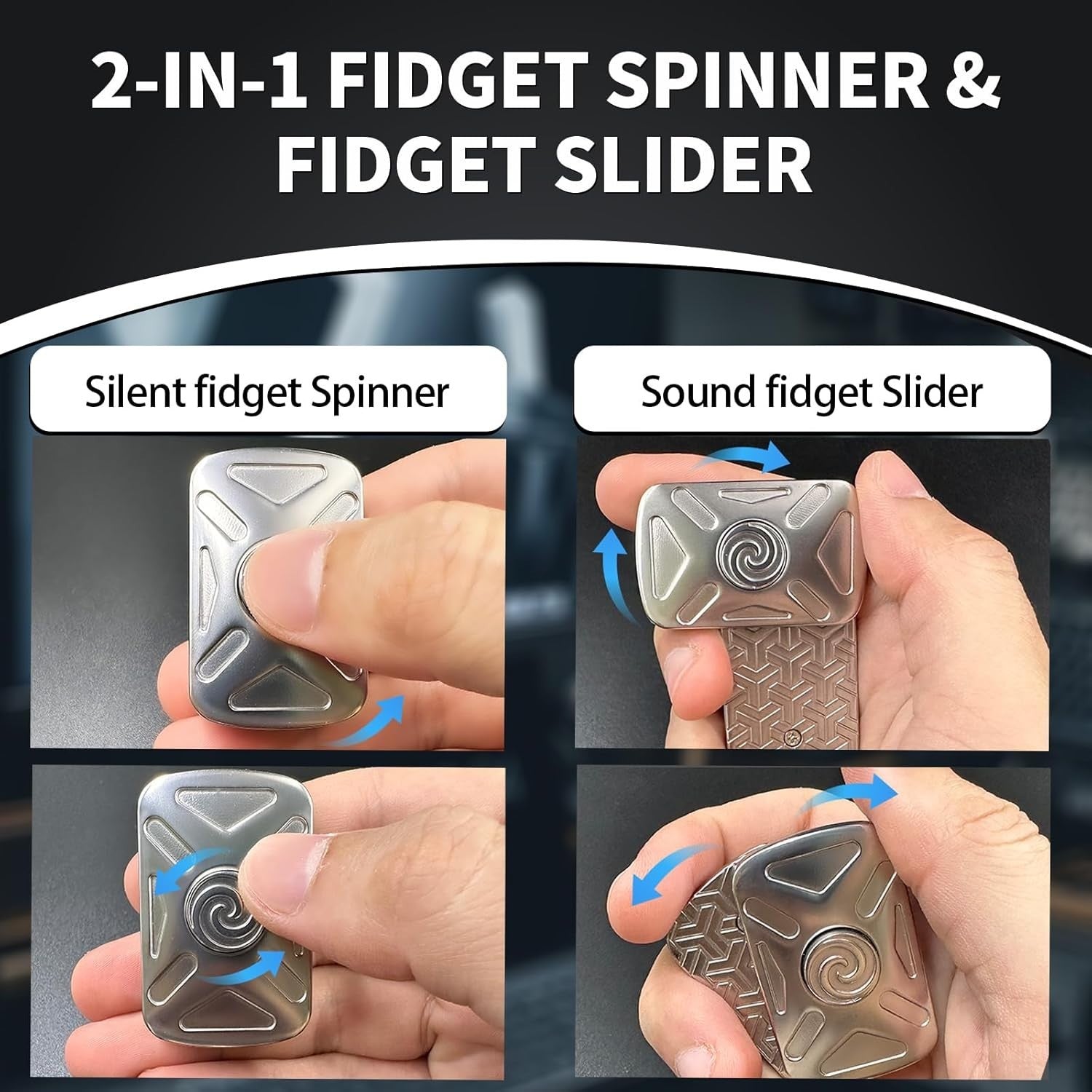 Silent Metal Magnetic Fidget Spinner Slider Stress Relief ADHD Desk Toy