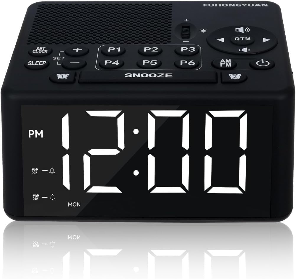 AM FM Digital Alarm Clock Radio Large LED Display Dual Alarm Snooze Timer