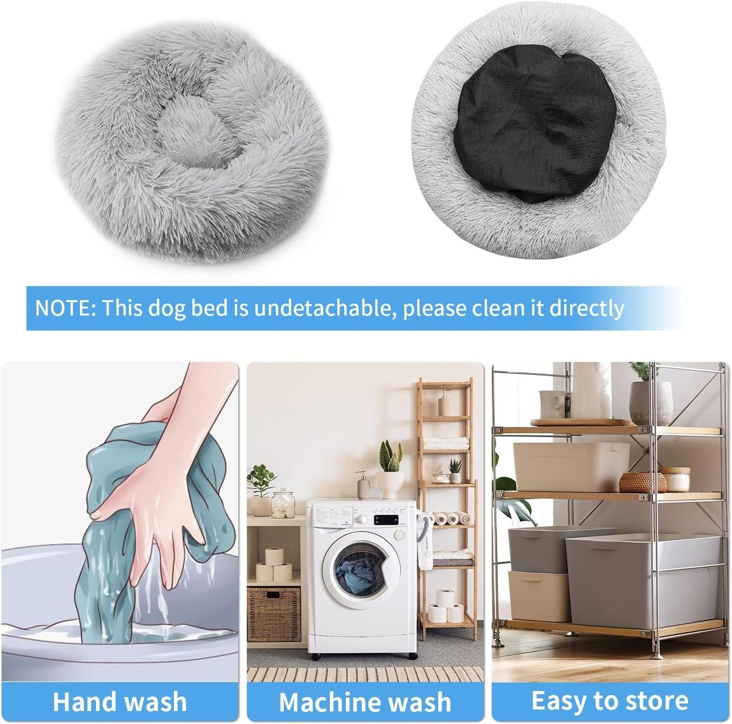 90cm XXL Calming Dog Bed Plush Donut Washable Non Slip