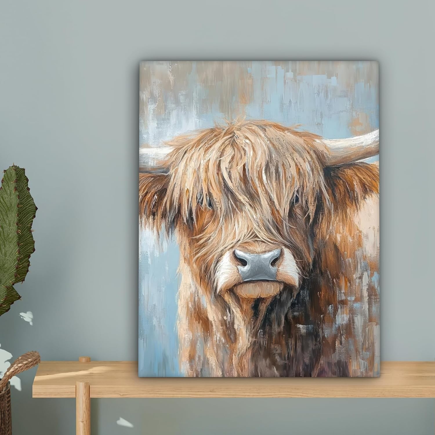 Highland Cow Canvas Wall Art 30x40cm Framed Rustic Farm