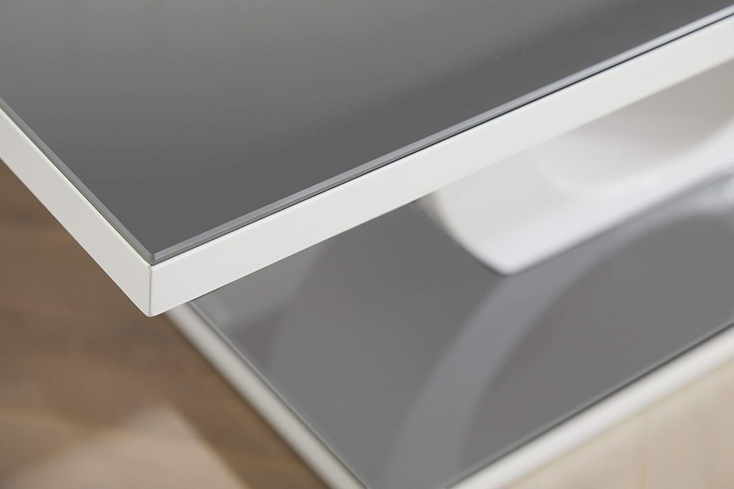 Modern Grey & White Glass Coffee Table Tempered Glass Top 120x60x45cm