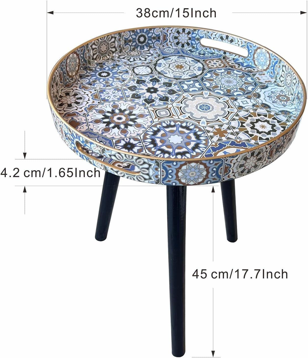 Bohemian Round Side Table – 50x38x38cm Detachable Legs