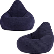Navy Blue Kids Bean Bag Chairs 2 Pack Soft Corduroy Lounge for Reading Gaming