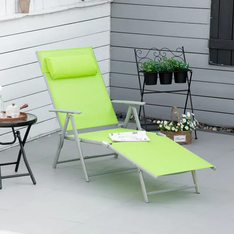 Adjustable Reclining Folding Sun Lounger Chair Outdoor Garden Relaxer