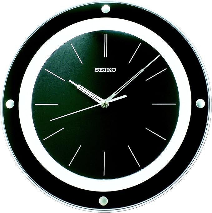 Modern 32cm Silent Sweep Wall Clock Black Silver Minimalist Home Decor