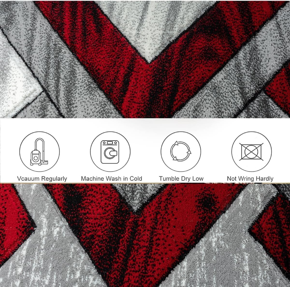 Large Red Abstract Area Rug 160x230cm Soft Modern Living Room Carpet