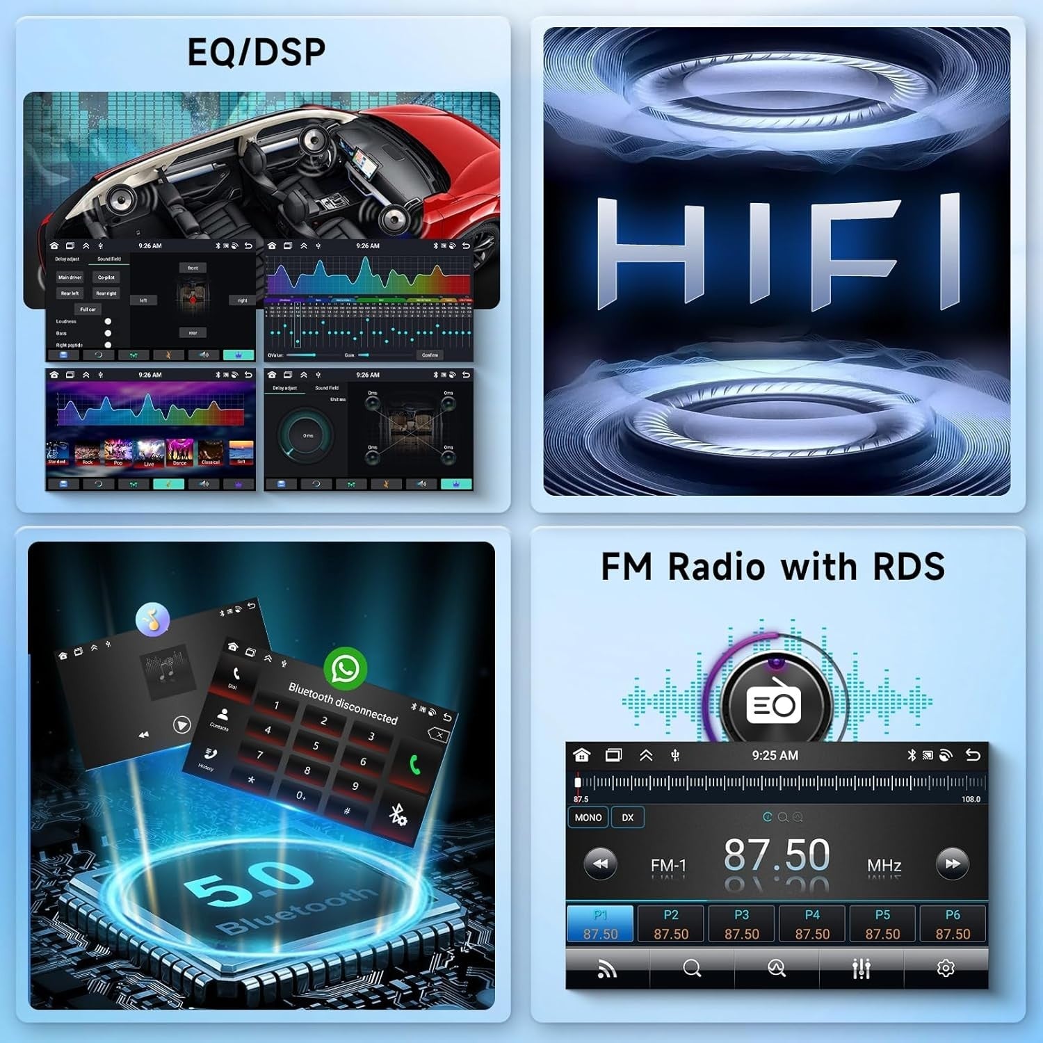 10.1" Android Car Stereo 1 Din Touchscreen Wireless CarPlay GPS Radio