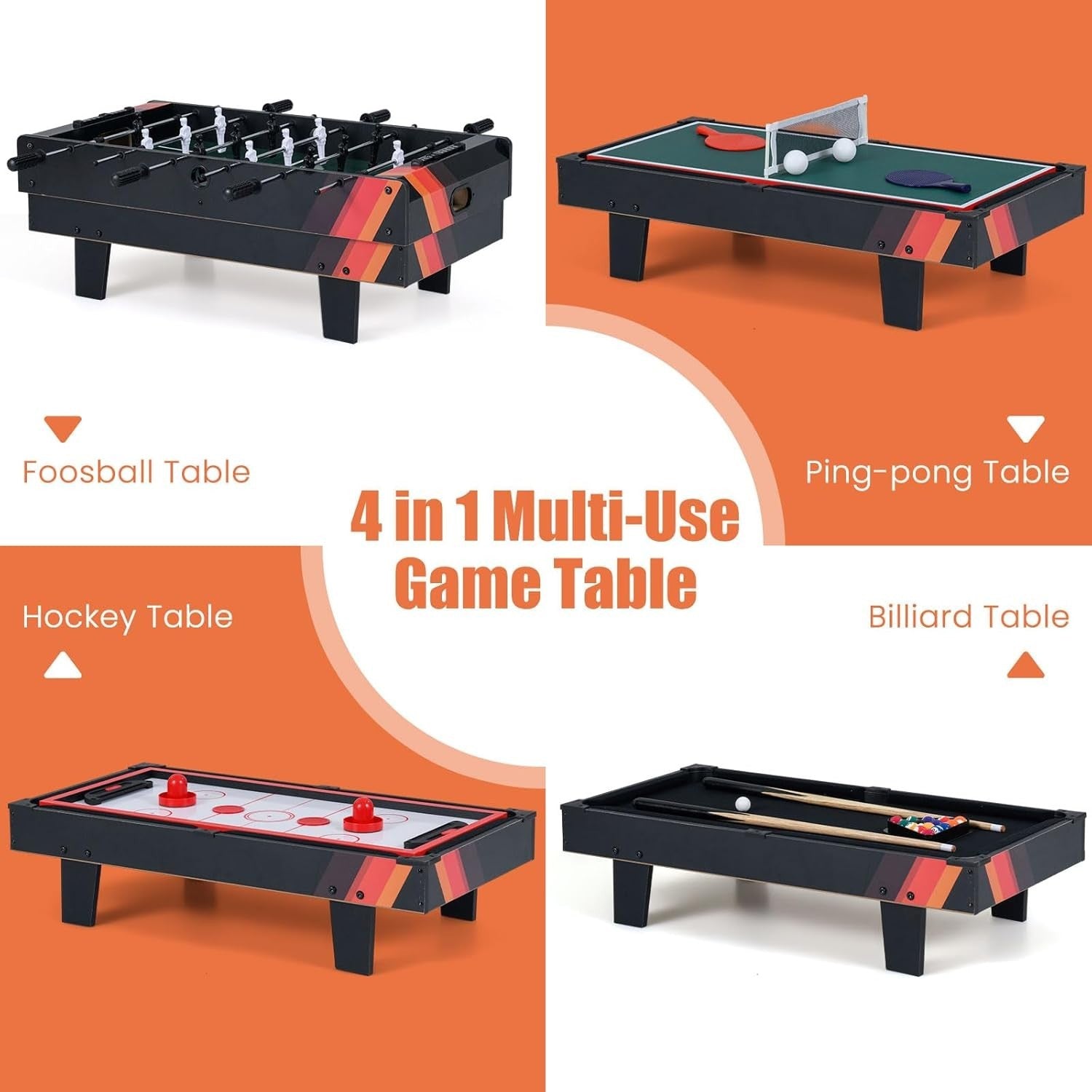 4 in 1 Combo Games Table Foosball Air Hockey Pool Ping Pong