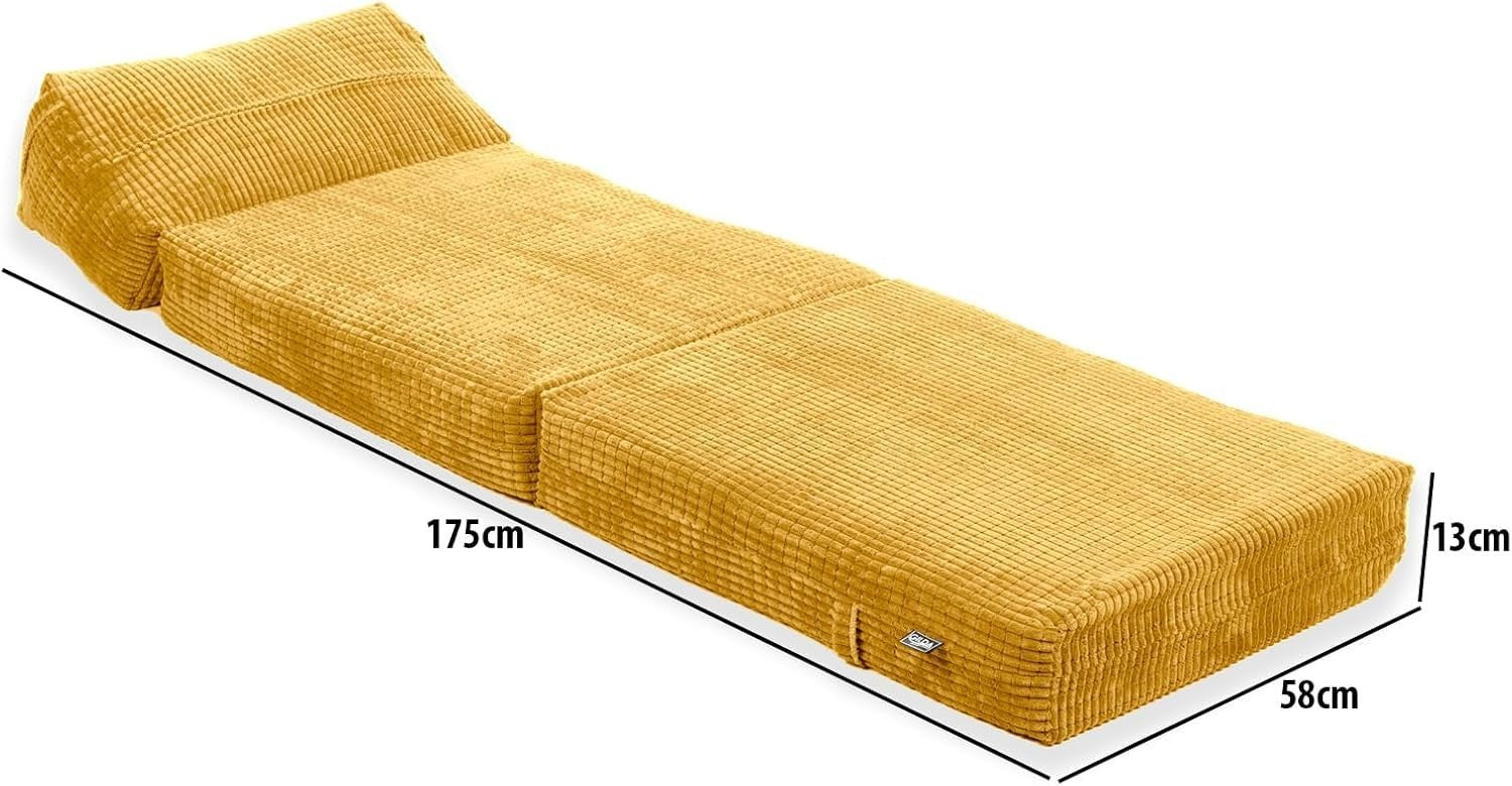 Deluxe Foam Fold-Out Futon Chair Bed | Corduroy Portable Single Mattress