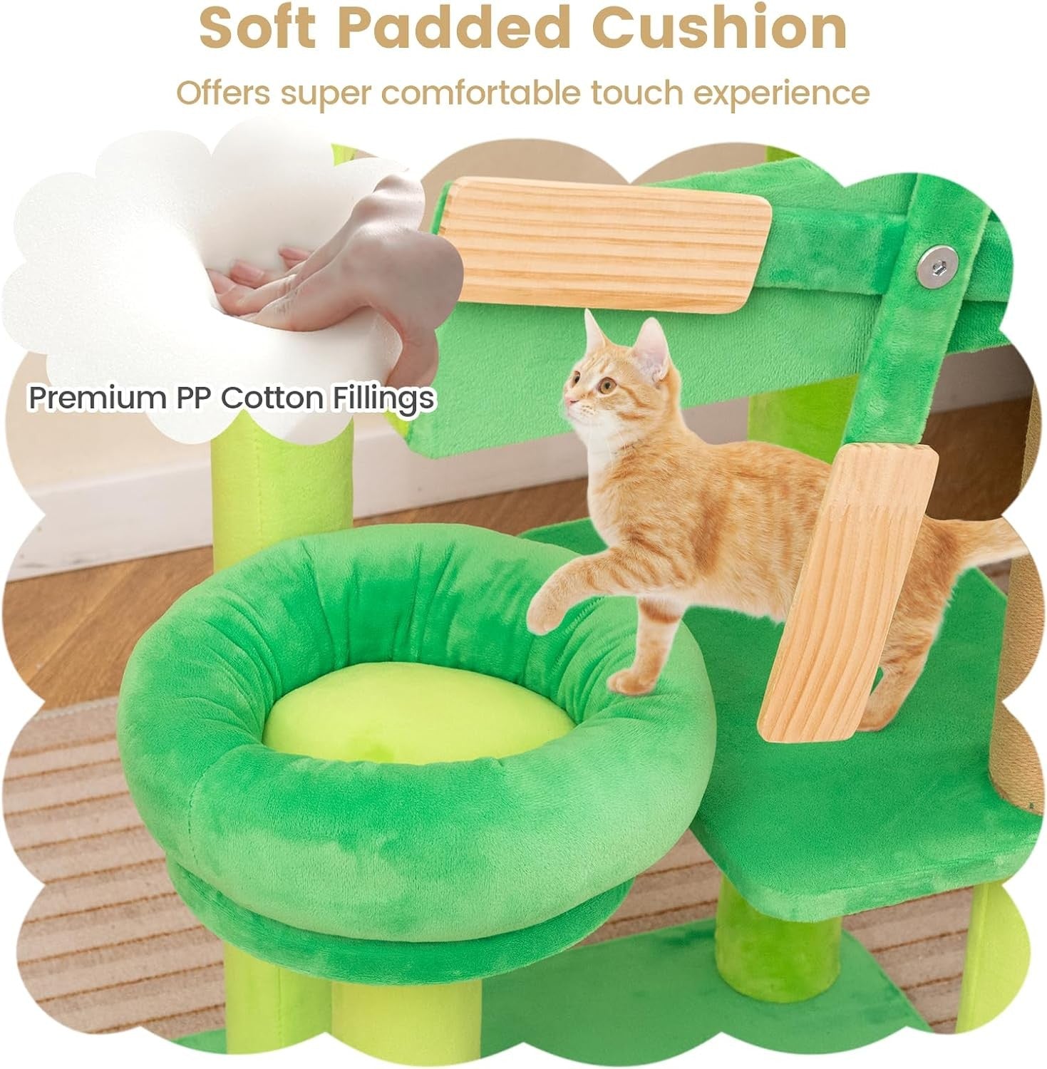 Green Windmill Cat Tree Multi-Level Scratching Tower Indoor Activity Center