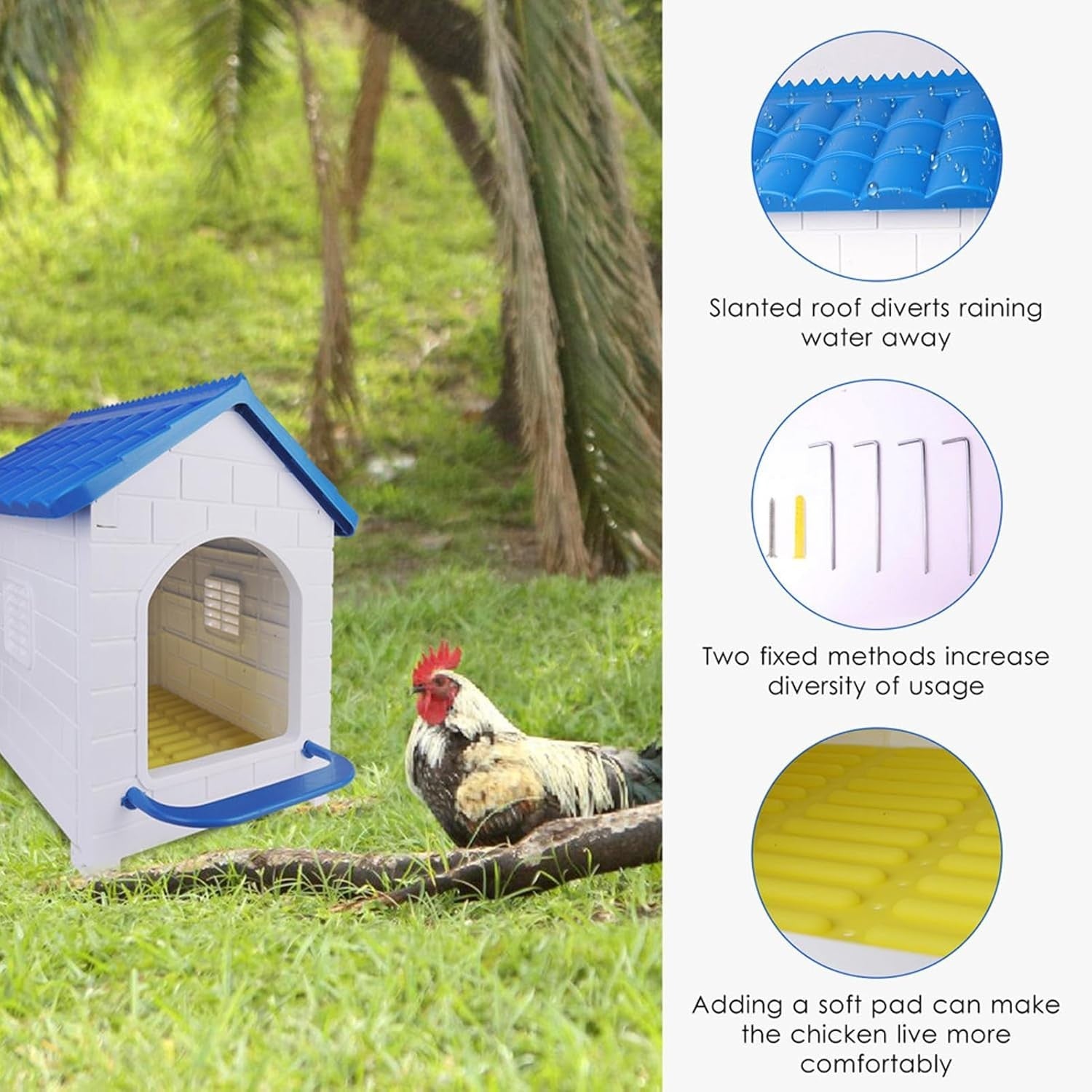 Plastic Chicken Nesting Box Single Compartment PVC Roof