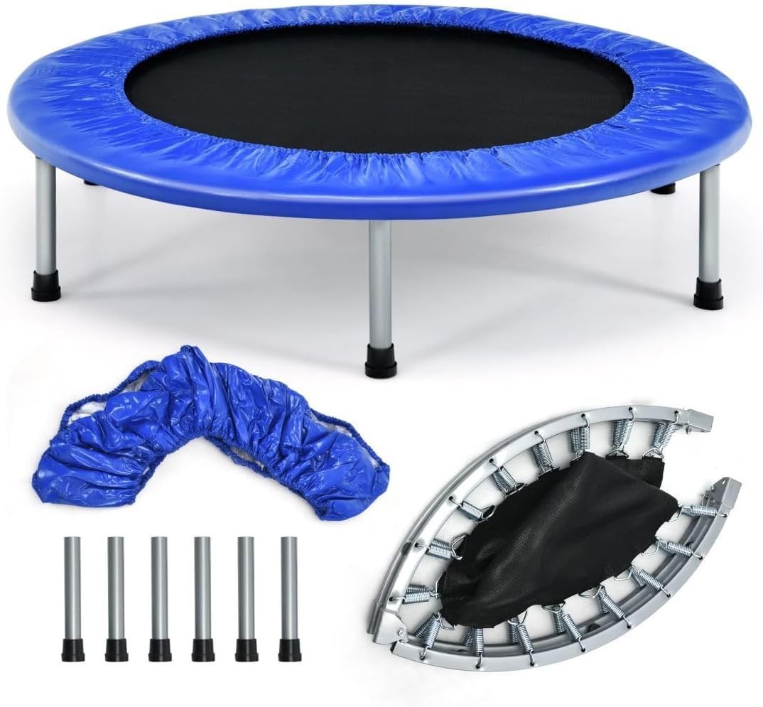 38'' Mini Trampoline Foldable Fitness Rebounder Indoor Outdoor 150KG