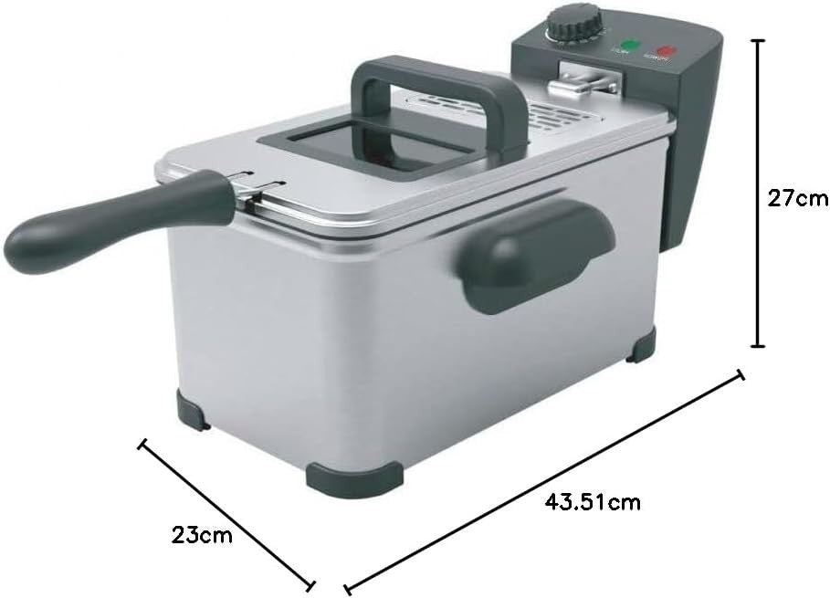 3.5L Deep Fat Fryer 2000W Stainless Steel Easy Clean Temp Control