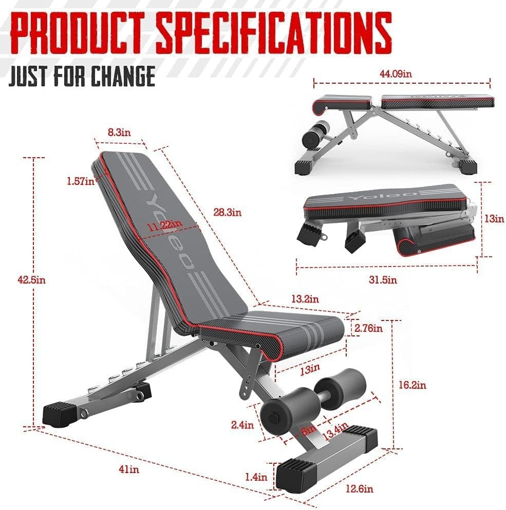 Adjustable Folding Weight Bench 300KG Capacity Incline Decline Gym