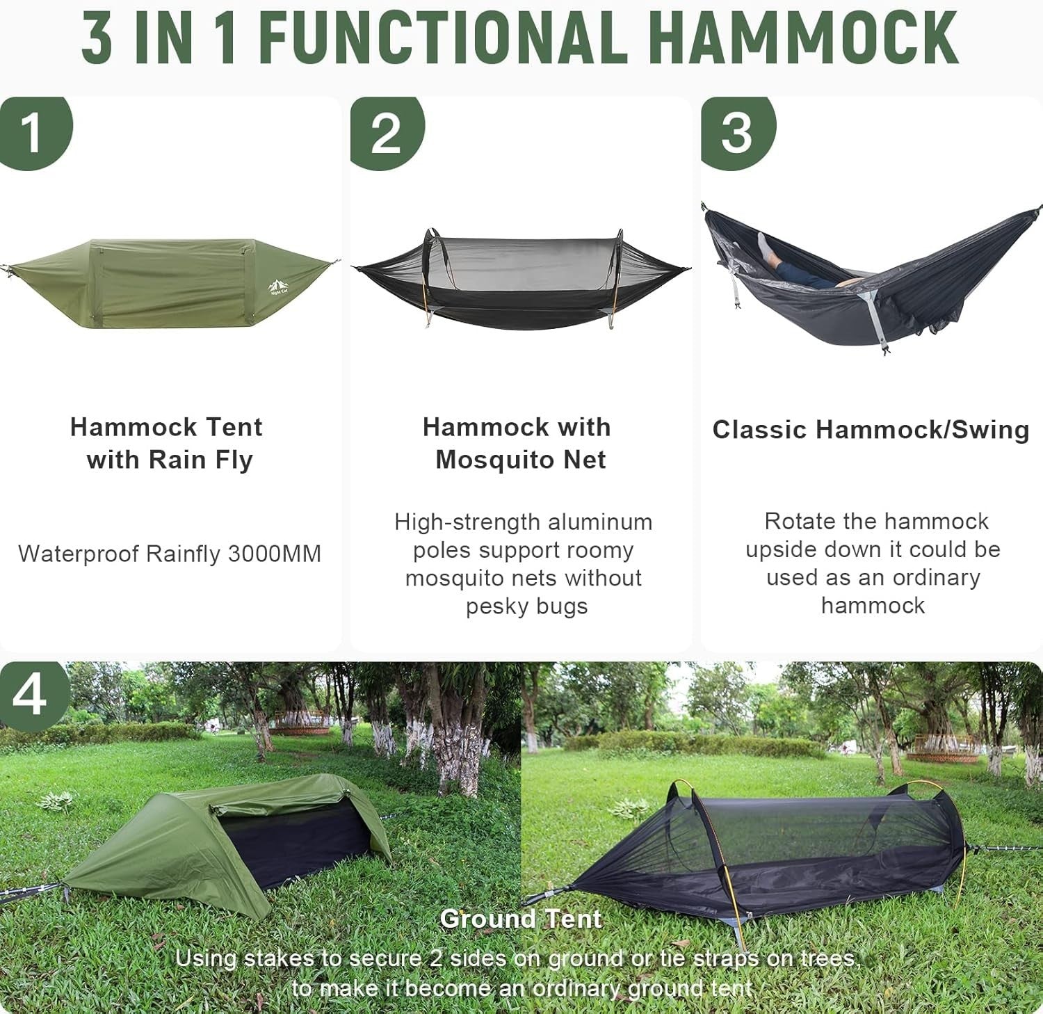 Luxury Camping Hammock with Mosquito Net | 290x140cm | 300kg | Full Kit