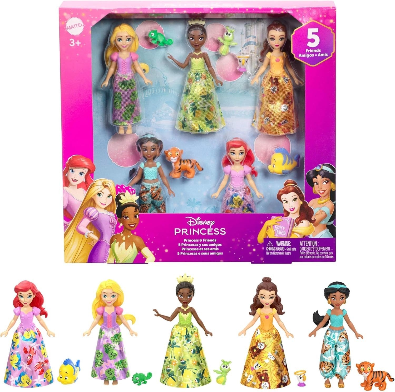 Princess Mini Doll Playset 10 Figures Posable Friends Outfit Set