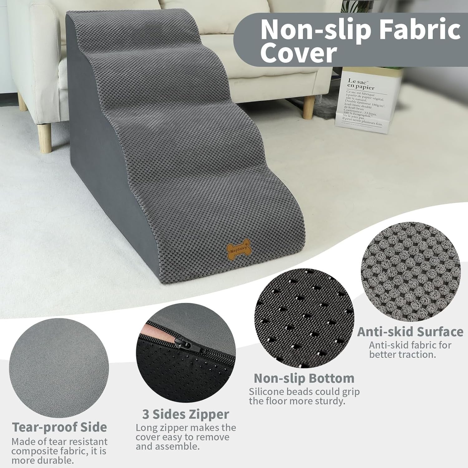 4-Step Dog Stairs Non-Slip Pet Ramp Small Dogs Cats