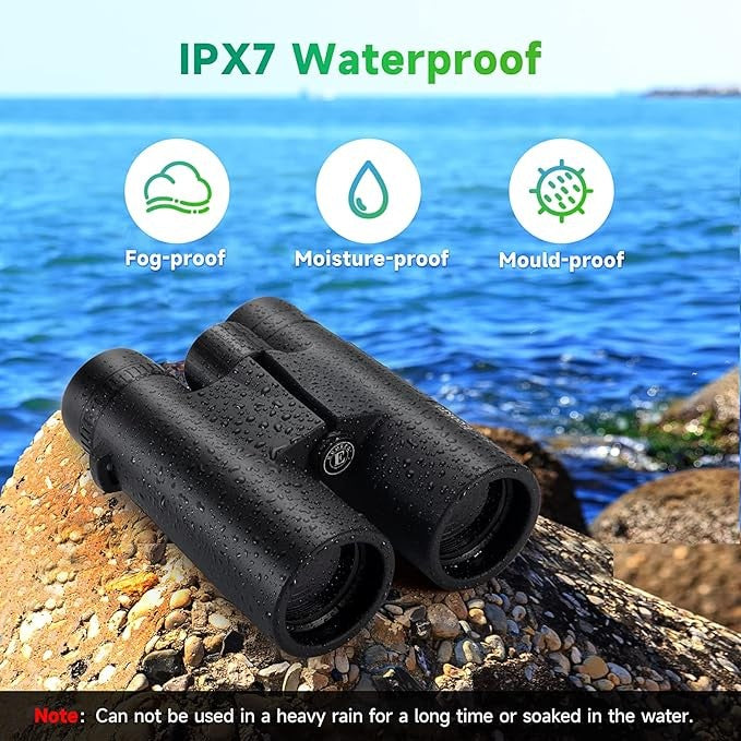 12x42 HD Waterproof Binoculars with Phone Adapter | Clear Low-Light Vision