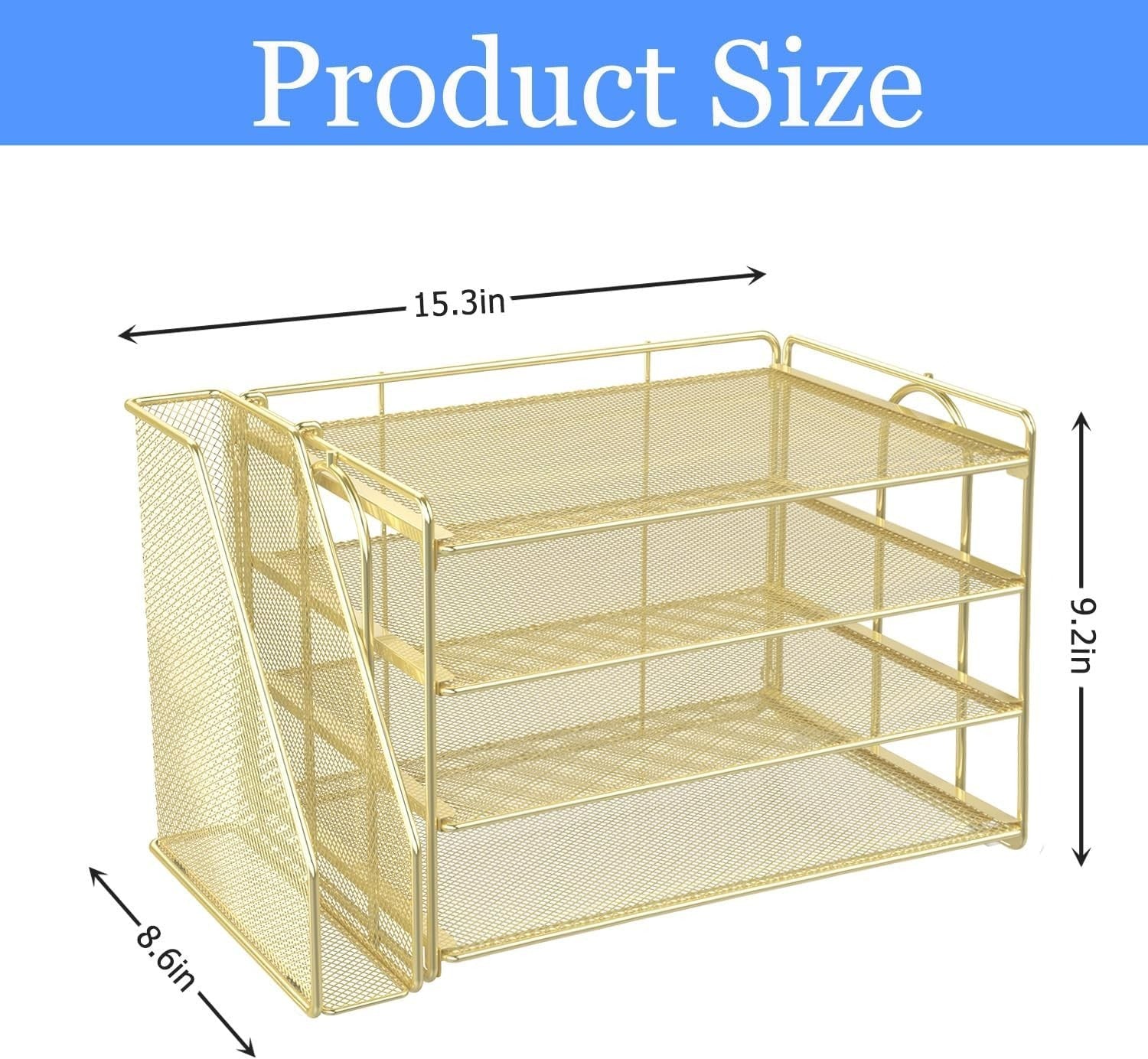4-Tier Desk Organizer with Magazine Rack | Metal File & Office Storage.