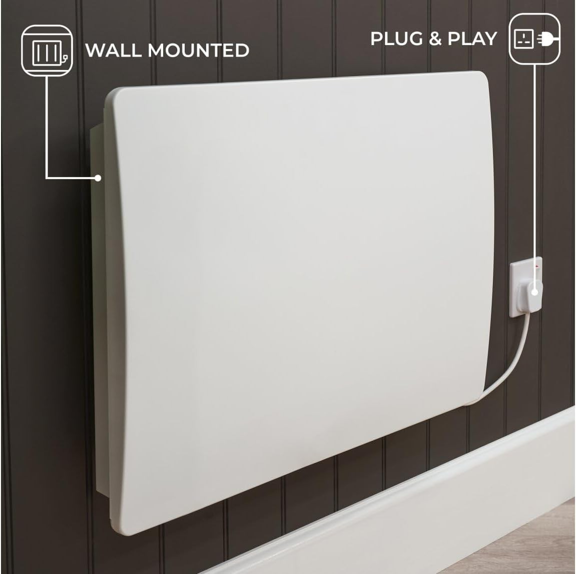 1500W Ceramic Core Electric Wall-Mounted Radiator Heater White