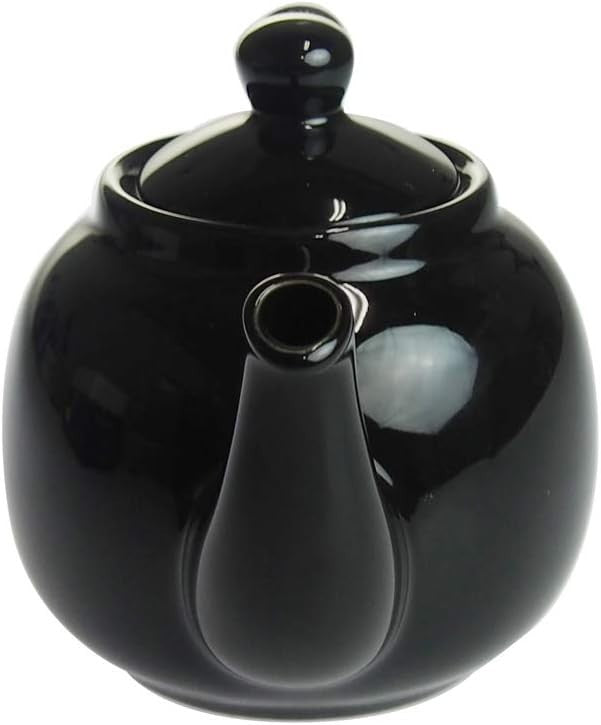 Ceramic Teapot with Infuser 600ml Gloss Black Loose Leaf Tea Pot