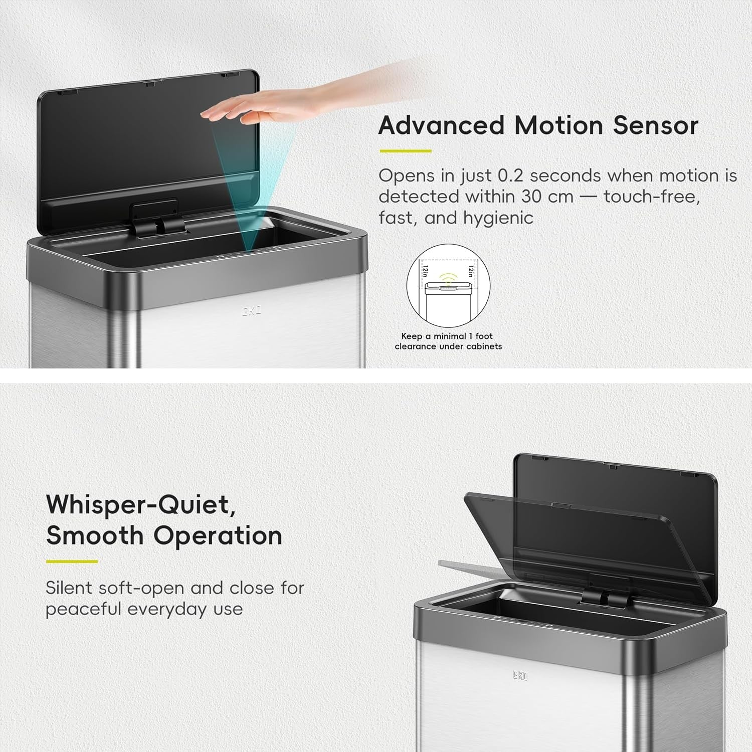 40L Double Recycling Sensor Bin Brushed Steel