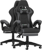 Gaming Chair PC Racing Seat LED Lights Faux Leather Recliner Ergonomic Grey