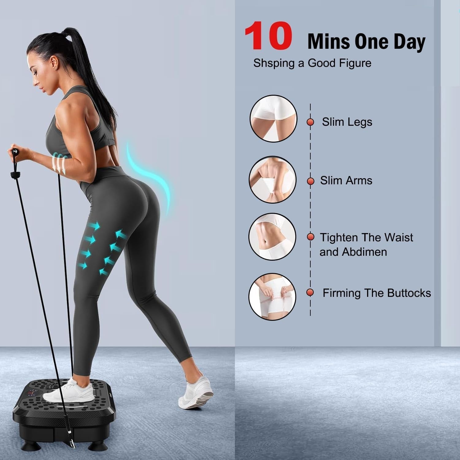 120 Speed Vibration Plate Exercise Machine Bluetooth 450LB Body Trainer