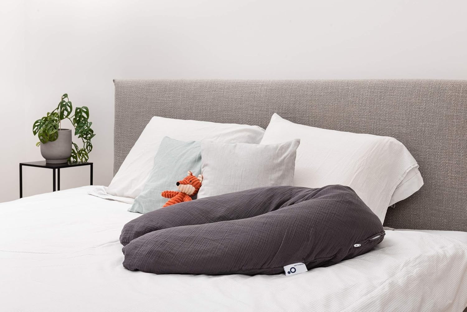 Pregnancy Body Pillow 180cm Maternity Nursing Support Organic Cotton Grey