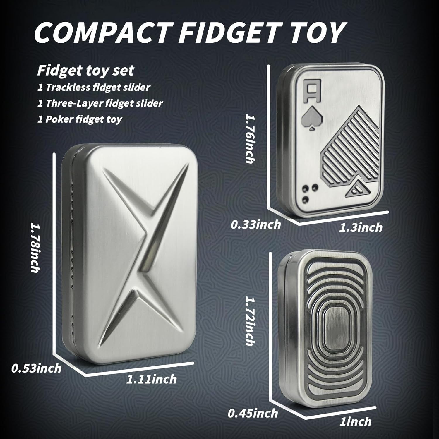 Metal Fidget Slider Set 3 Pack Magnetic Clicker Stress Relief