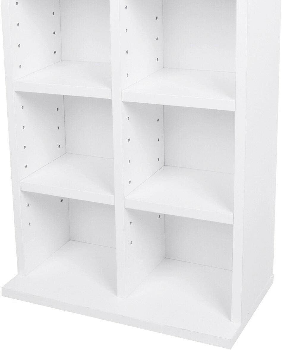 CD DVD Media Storage Tower Rack Adjustable Shelves 200 Disc Display White