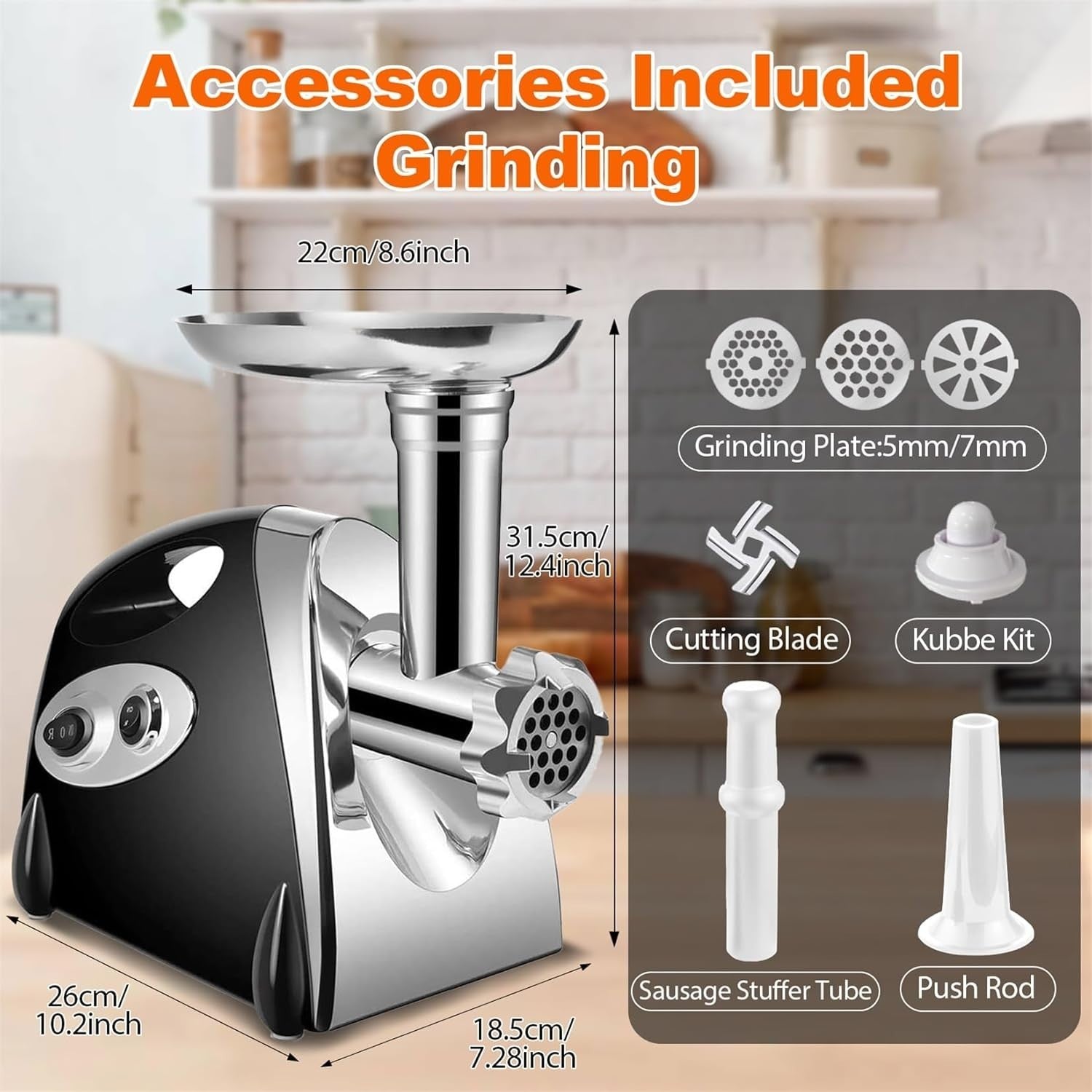 2800W Electric Meat Grinder Sausage Maker Mincer 3 Steel Plates