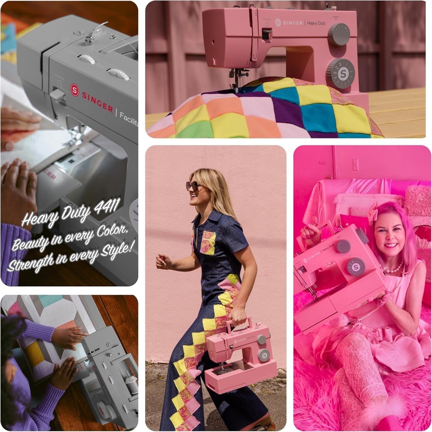 Heavy Duty Sewing Machine 69 Stitch Apps 1100 SPM Pink Edition