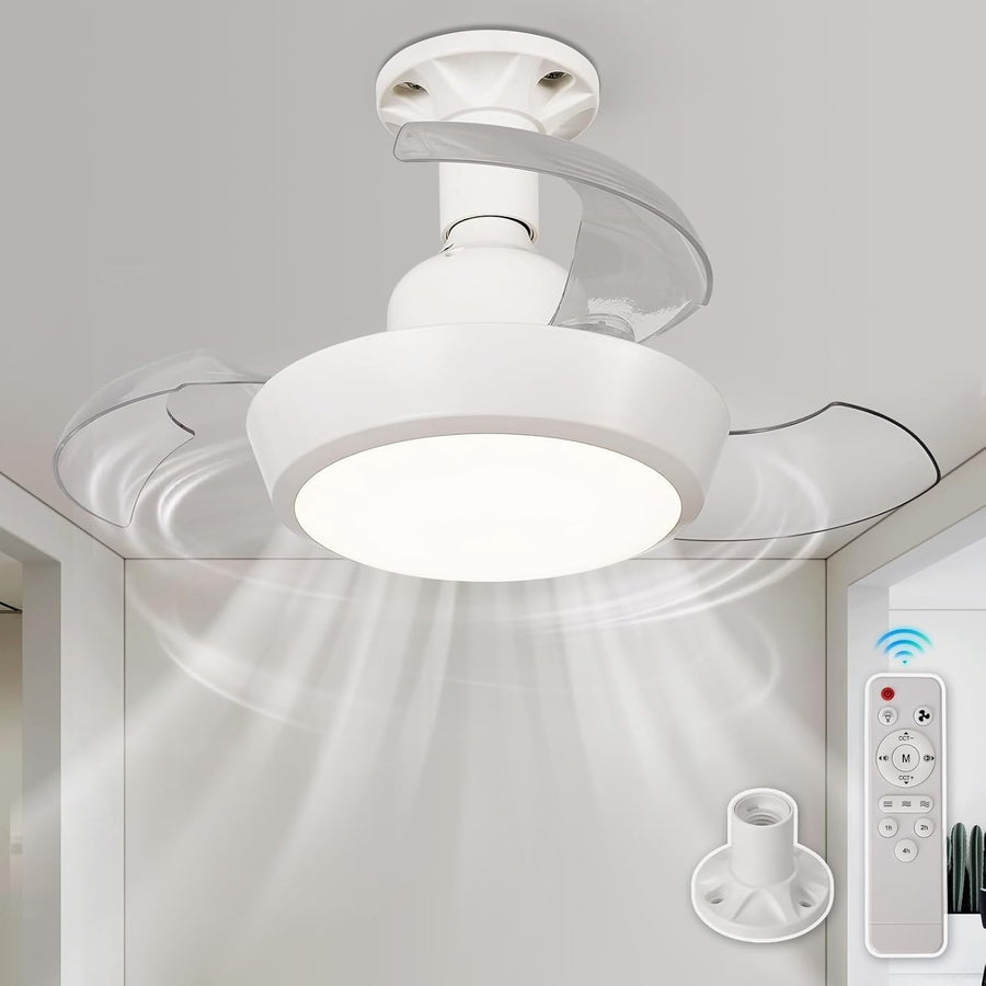 HARPER LIVING Small Ceiling Fan with Lights, 3 Retractable Blades, 30W