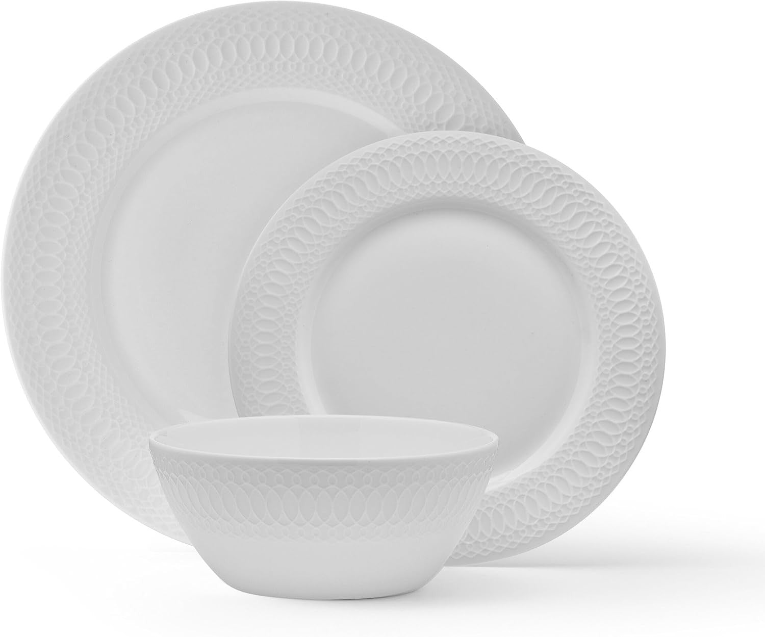 12 Piece Bone China Dinner Set Lightweight Chip Resistant Plates Bowls